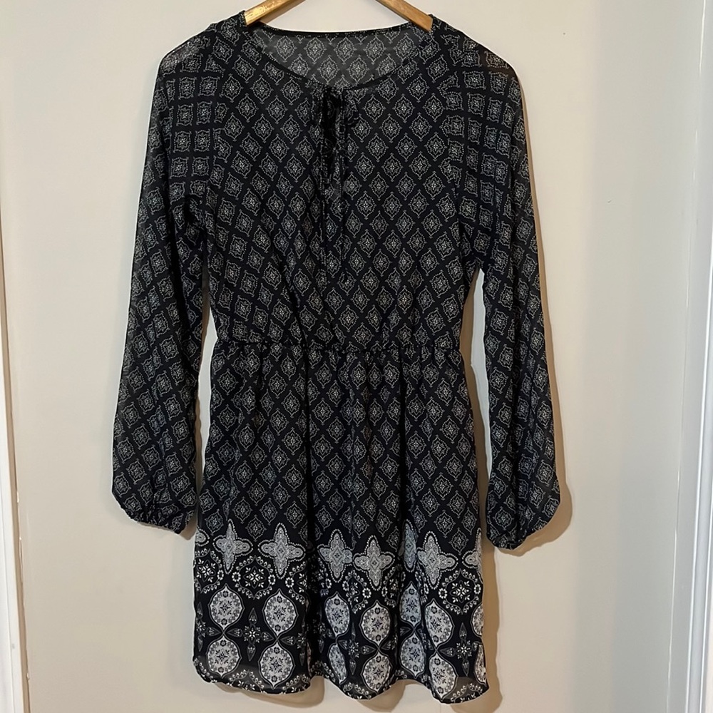 Mudd Black and White Long Sleeve Sundress